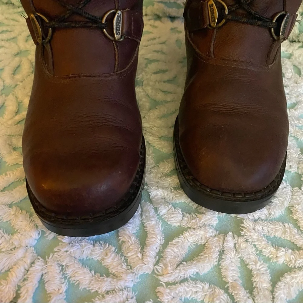 Vintage Sorel boots leather made in Canada faux fur lined size 7 - Picture 14 of 16